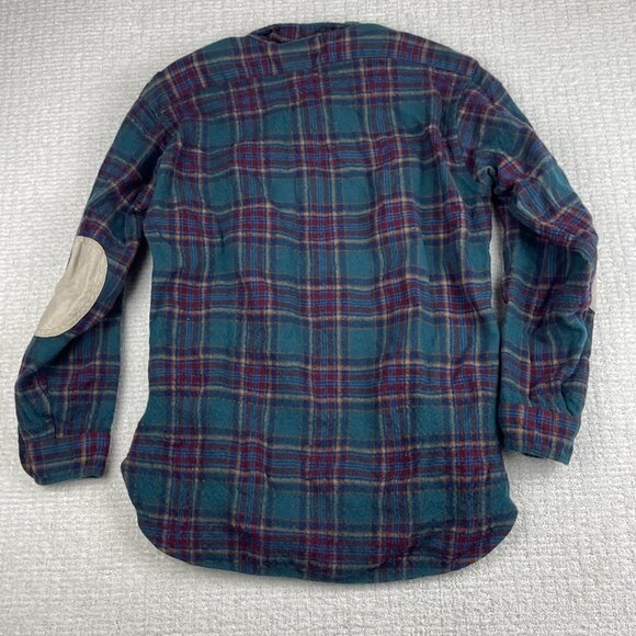 Vtg Pendleton Shirt Mens Large Plaid Wool Flannel USA Elbow Pads Wool Read* - Picture 13 of 16